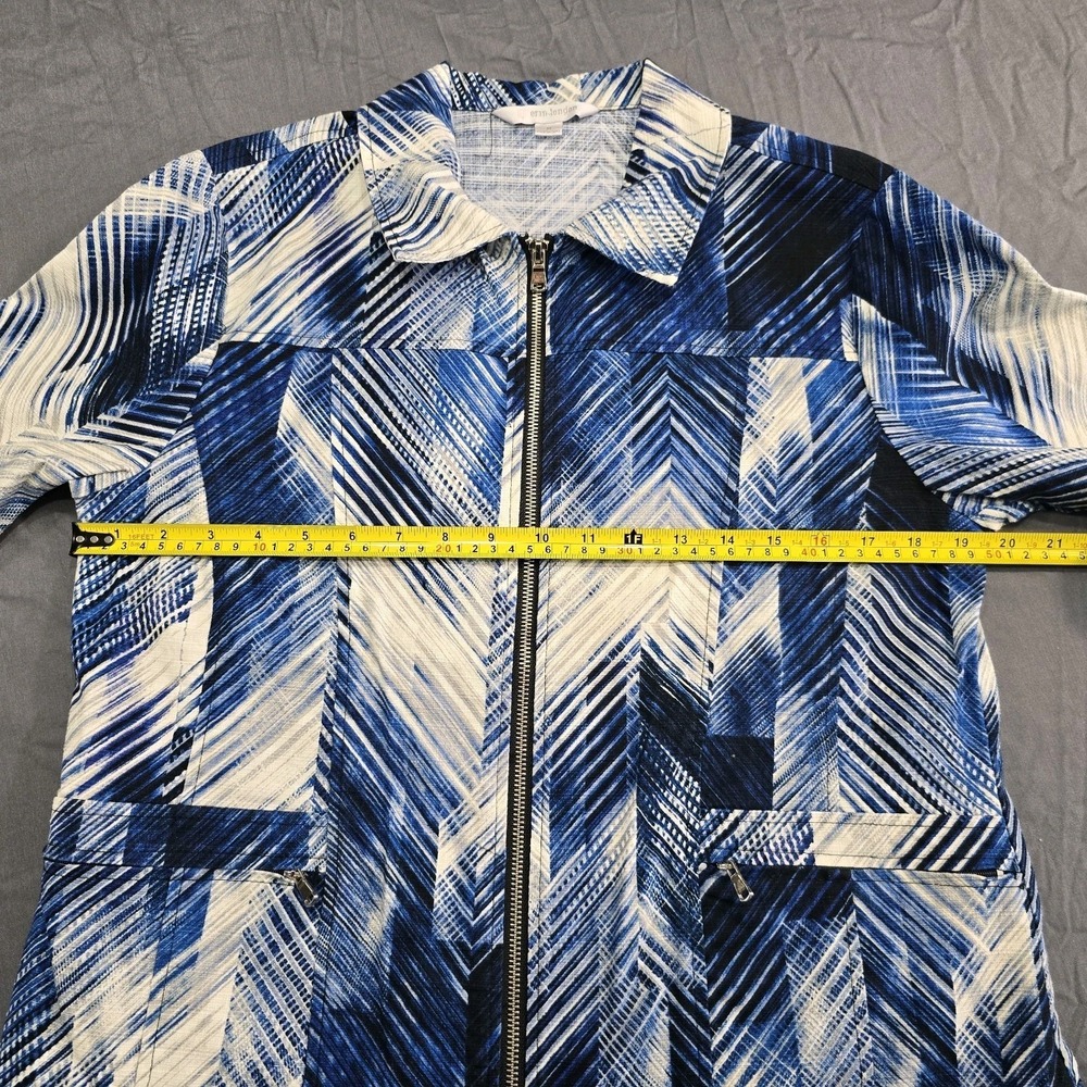 Erin London Womens Large Multicolor Abstract 3/4 Sleeve Zip Front Unlined Jacket - Picture 6 of 11